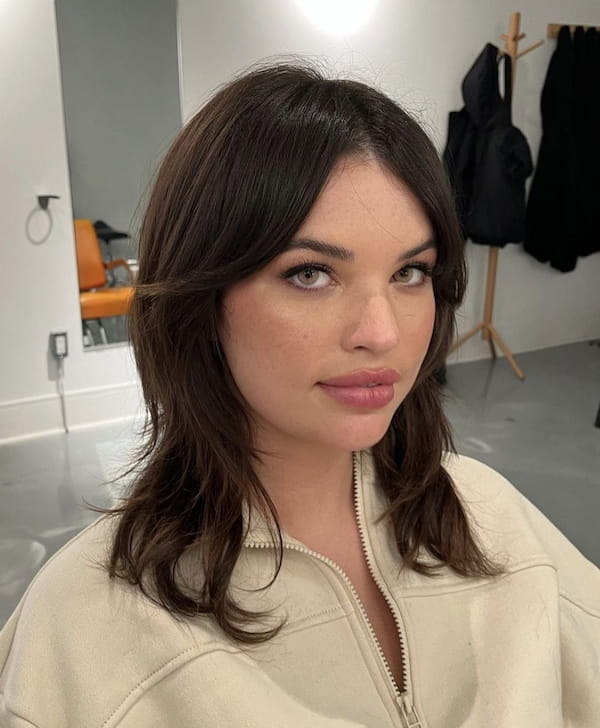 Straight Razor Shag Haircut with Curtain Bangs