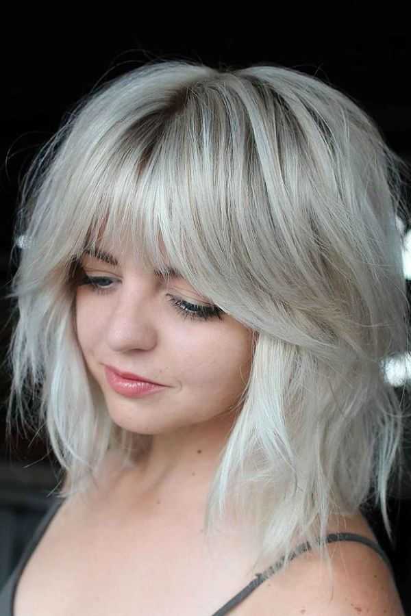 Straight Shaggy Lob with Face-Framing Strands
