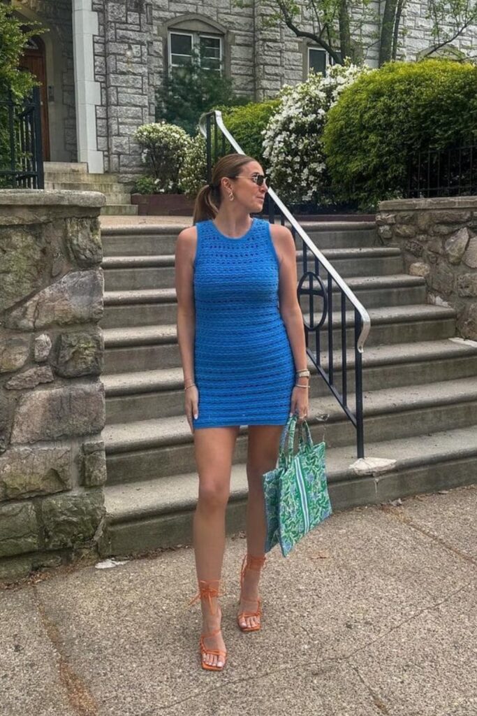 Knitted Bodycon Dress with Strappy Sandals