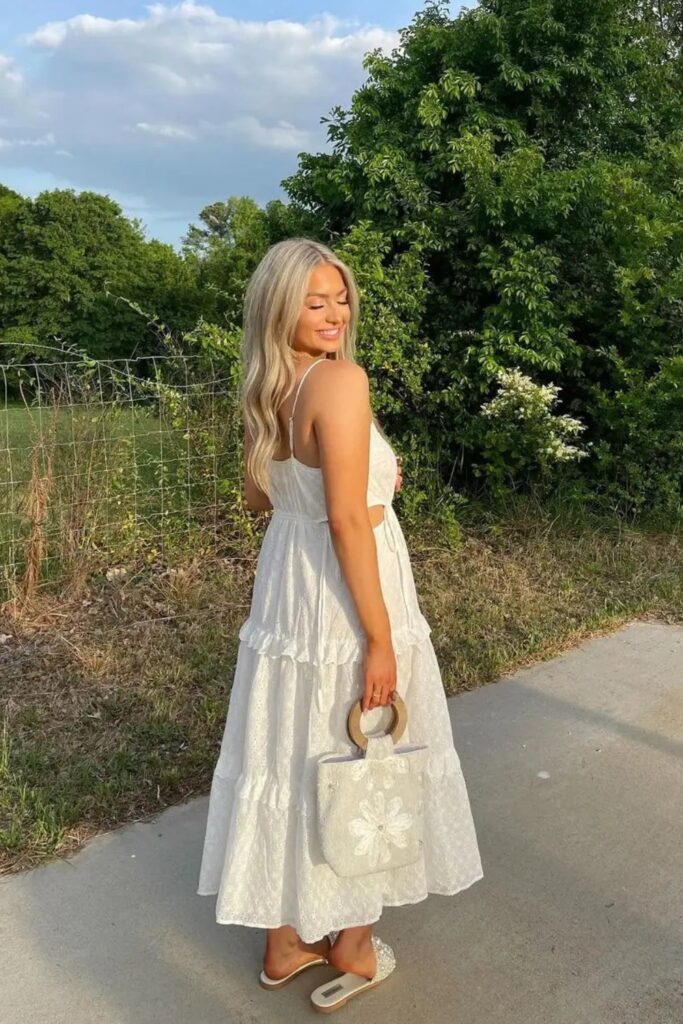 White Eyelet Maxi Dress