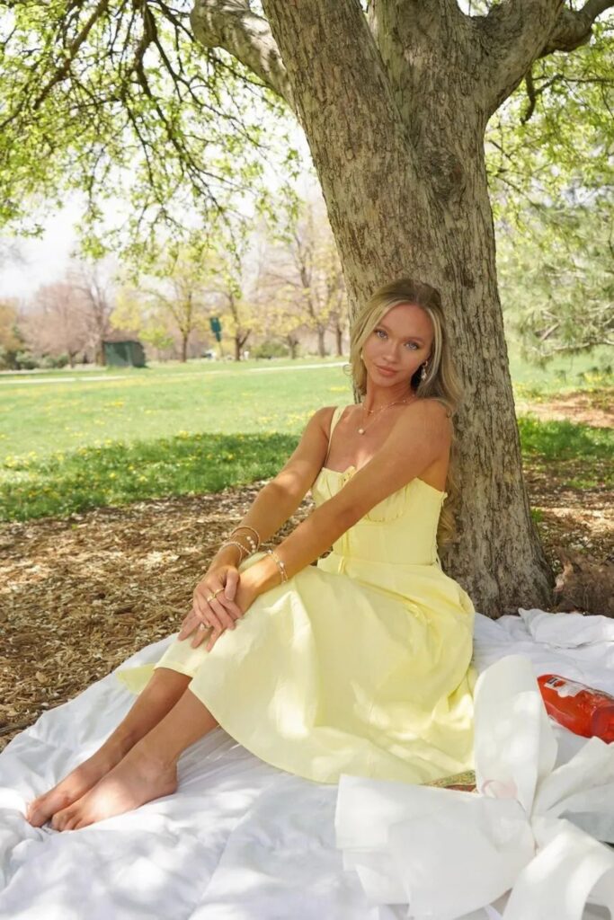 Sweet Yellow Dress with Dainty Jewelry
