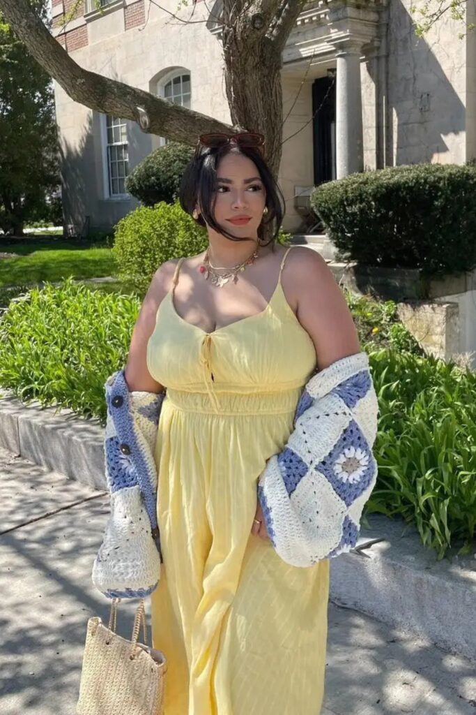 Yellow Sundress with Chunky Cardigan