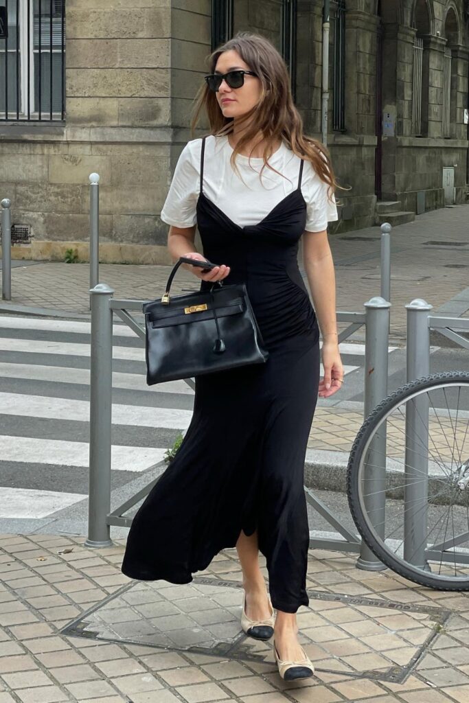 Fitted T-Shirt and Spaghetti-Strap Dress