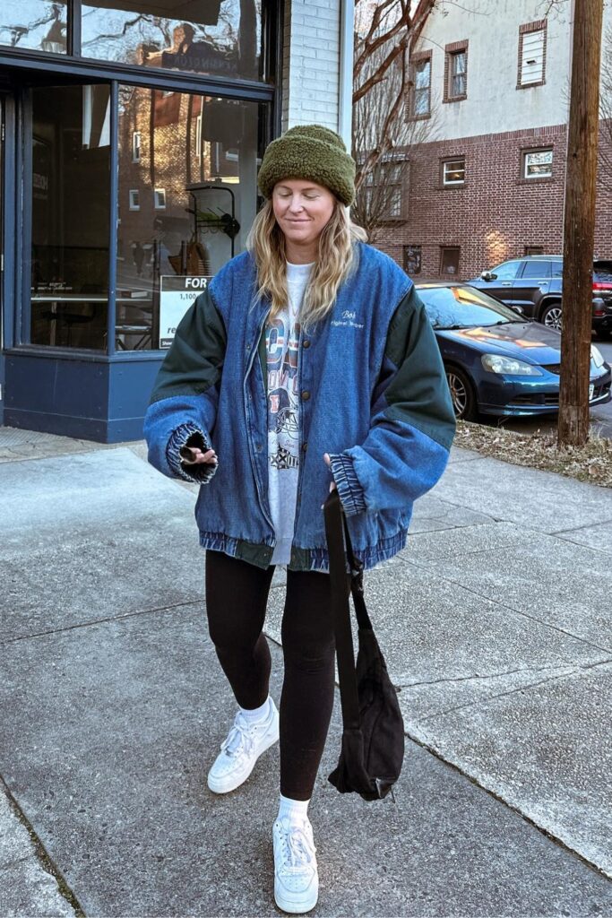 Sweatshirt Under Denim Bomber