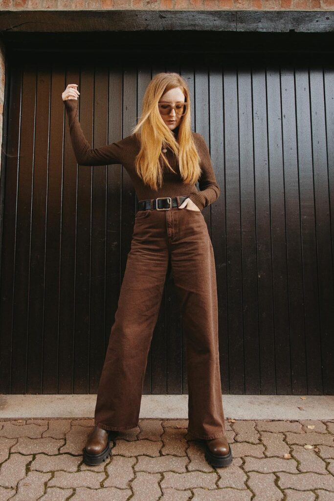 Brown Sweatshirt and Corduroy Pants