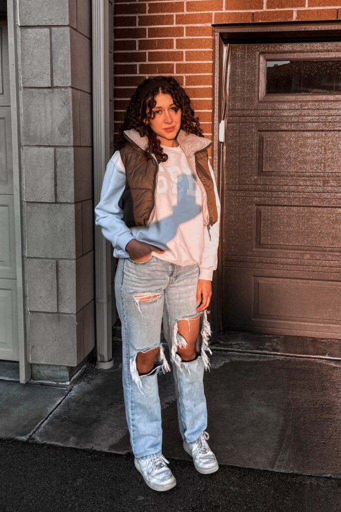 Sweatshirt Under Puffer Vest