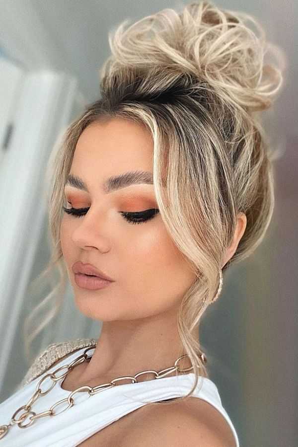 textured-lob-with-messy-bun Textured Lob with Messy Bun