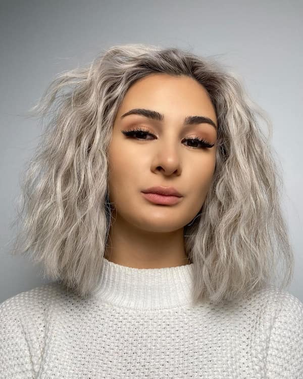 Textured Long Bob with Subtle Waves
