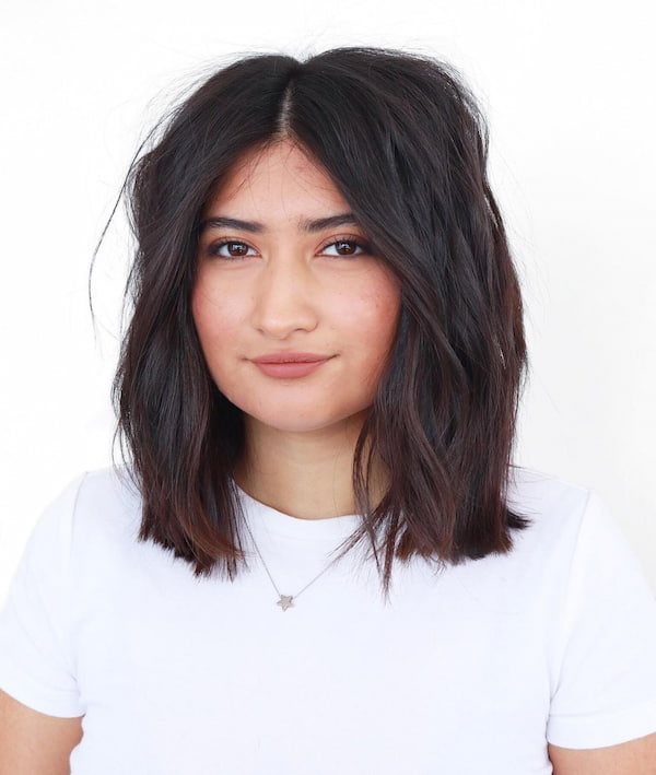 Textured Straight Haircut for Round Face