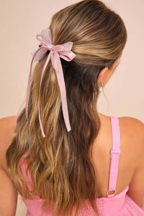 Twisted Ponytail with Ribbon