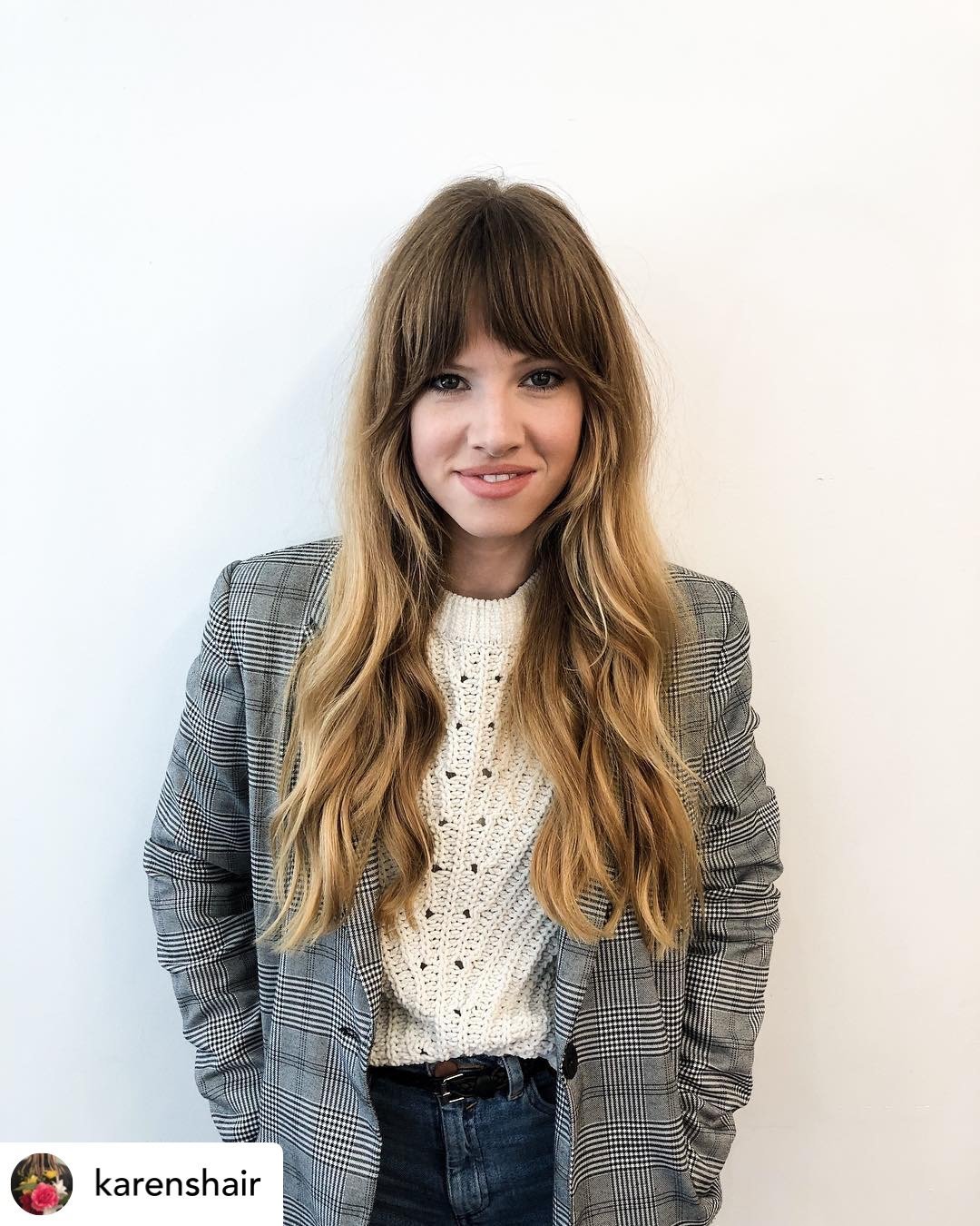 types-of-hairstyles-9 Curtain bangs and layers.