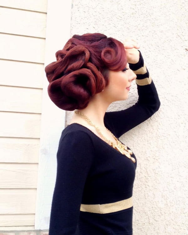 vintage-crafted-updo-for-red-hair Vintage Crafted Updo for Red Hair