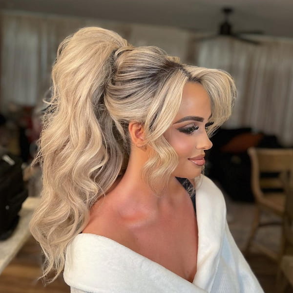 Voluminous High Ponytail with Bangs