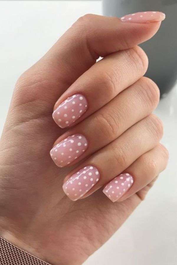 Whimsical Delight Pink and White Polka Dot Nails